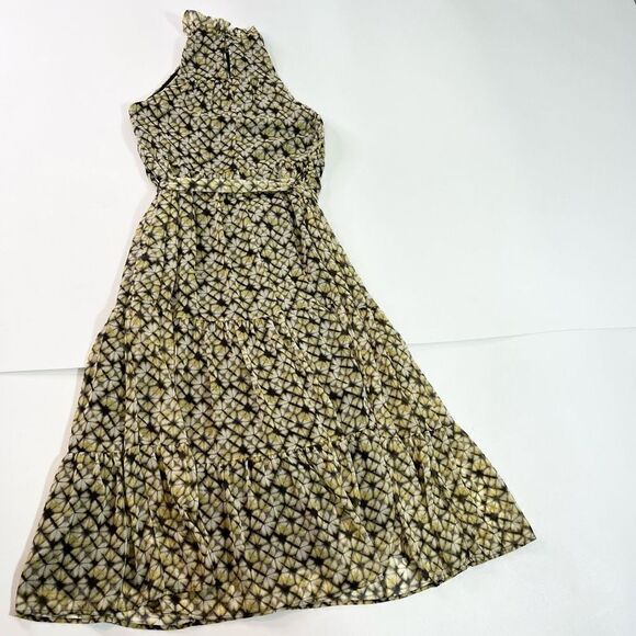 Banana Republic Tiered Dress Womens Medium Ruffle Halter Neck Keyhole Maxi New - Picture 9 of 11